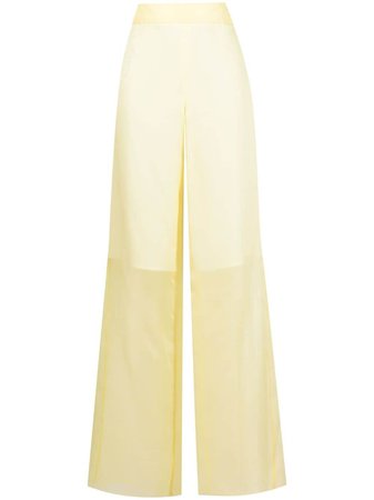 Shop yellow Jil Sander sheer-overlay high-waisted trousers with Express Delivery - Farfetch
