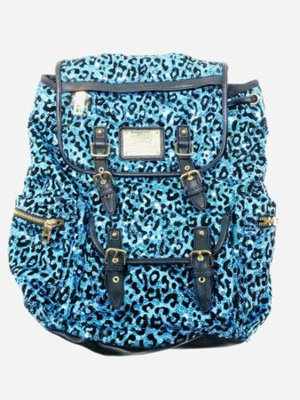 Juicy Couture Backpack aqua SEQUINed Leopard Backpack Drawstring Zipper Bag Purse | eBay