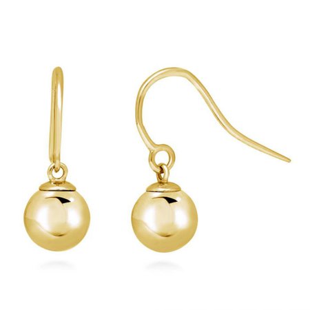 Gold Flashed Sterling Silver Ball Bead Fish Hook Dangle Earrings #e118 | BERRICLE