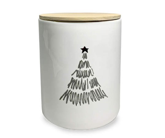 Winter Wonder Lane White Ceramic Canister With Black Christmas Tree | Big Lots