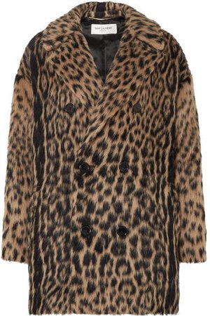 Double-breasted Leopard-print Wool-blend Coat - Leopard print