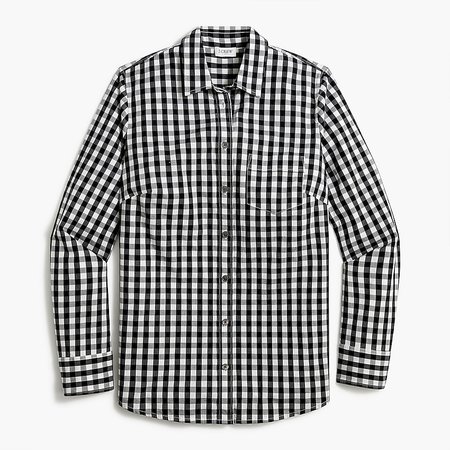 Factory: Gingham Cotton Poplin Shirt In Signature Fit For Women