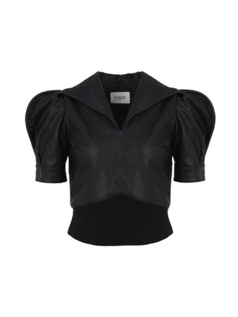 FAUX LEATHER PUFF SLEEVE SHIRT : LO AXUAL OFFICIAL WEB SITE