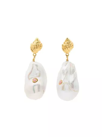 Anni Lu White And Pink Baroque Pearl Drop Earrings - Farfetch