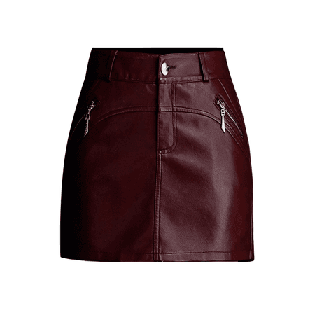 ShopSatiro Mini Dark Red Leather Skirt for Women