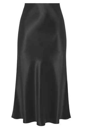 The Lydia Silk Slip Skirt in Black by Refine
