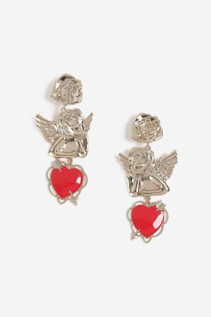 **Cherub Heart Drop Earrings - Jewelry - Bags & Accessories - Topshop USA