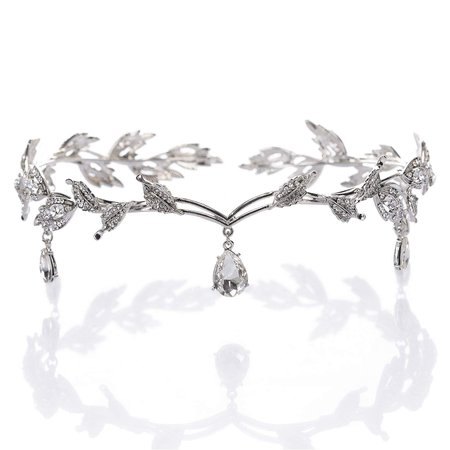 Amazon.com : Remedios Rhinestone Leaf Wedding Crown Headband for Brides, Crystal Pendent Tiara Headband for Wedding Prom Birthday, Silver : Beauty