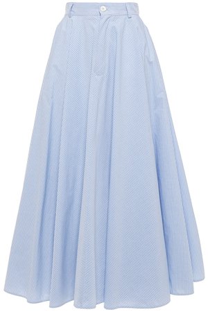 Light blue Flared striped cotton-poplin midi skirt | Sale up to 70% off | THE OUTNET | MM6 MAISON MARGIELA | THE OUTNET
