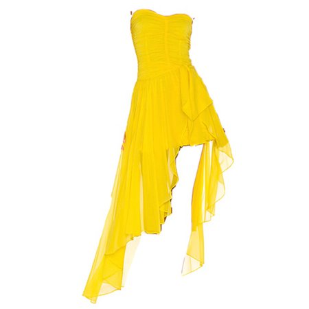 For Love & Lemons Yellow Drape Tier Dress PNG