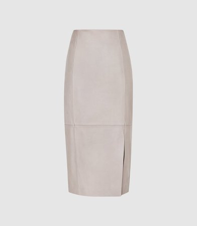 Grace Grey Leather Pencil Skirt – REISS