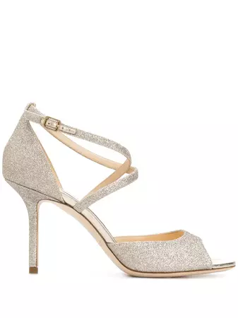 Shop Jimmy Choo Emsy 85mm glitter sandals with Express Delivery - FARFETCH