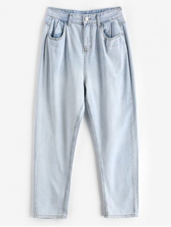 [29% OFF] [HOT] 2020 Tapered Mom Jeans In LIGHT BLUE | ZAFUL