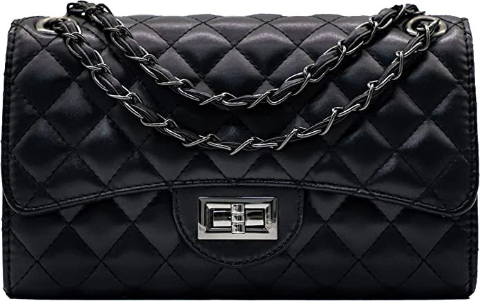Black Quilted Purse with Chain Strap Small Quilted Crossbody Bags for Women Shoulder Bag Clutch Purses M: Handbags: Amazon.com
