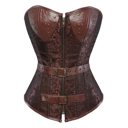 Steampunk Corset Brown Gothic Leather Corset Corsages Sexy Corselet Bustier Strait jacket Bodice Waste Trainer Plus Size Tops|Bustiers & Corsets| - AliExpress