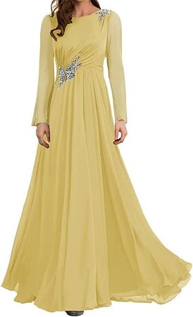 Amazon.com: Mother of The Bride Dresses Chiffon Formal Evening Gowns Long Sleeve Mother of The Groom Dresses Long : Clothing, Shoes & Jewelry