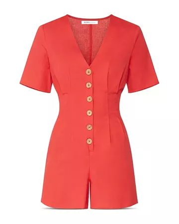BCBGeneration Button Front Romper | Bloomingdale's red