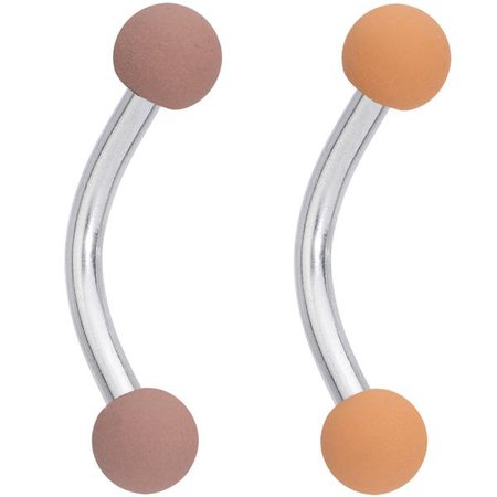 16 Gauge 5/16 Peach Tan White Brown Matte Curved Eyebrow Ring Set of 4 – BodyCandy