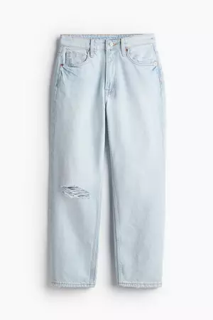 Straight High Cropped Jeans - Pale denim blue - Ladies | H&M US
