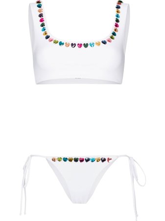 Oceanus Heart Crystal Embellished Bikini - Farfetch