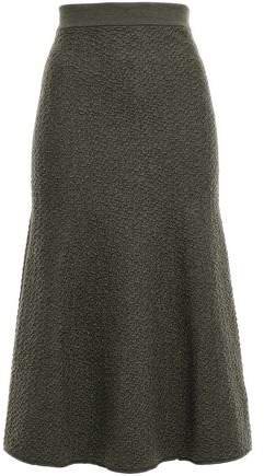 Fluted Wool-cloque Midi Skirt