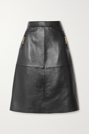 Gucci | Embellished paneled leather midi skirt | NET-A-PORTER.COM