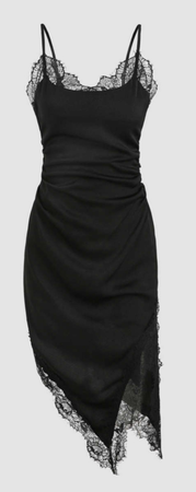 Black Lace Trim Mini Dress