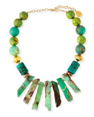 Devon Leigh Turquoise Round & Spike Necklace