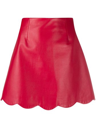 Red Miu Miu scalloped-edge A-line skirt - Farfetch