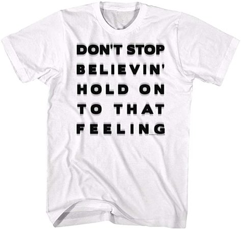 Amazon.com: Journey Rock Band Music Group Blur Don't Stop Believin' Adult T-Shirt Tee White: Clothing