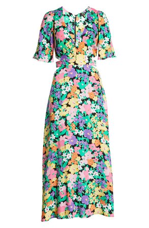 AFRM Renzo Floral Cutout Midi Dress | Nordstrom