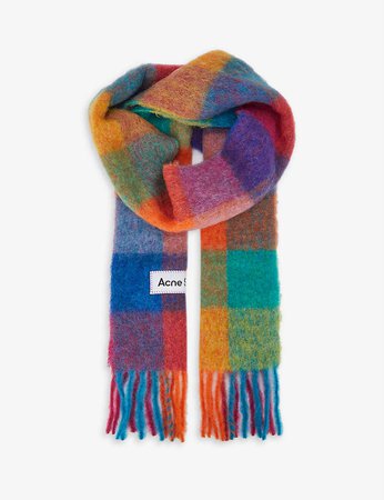 ACNE STUDIOS - Vally checked alpaca-wool-blend scarf | Selfridges.com