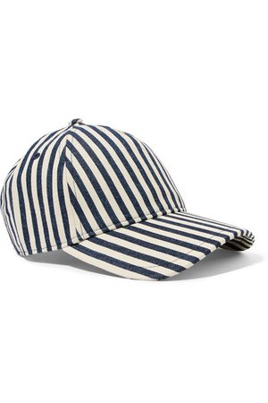 rag & bone | Marilyn leather-trimmed striped denim baseball cap | NET-A-PORTER.COM