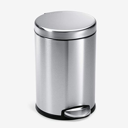 Amazon.com: simplehuman 4.5 Liter / 1.2 Gallon Round Bathroom Step Trash Can, Brushed Stainless Steel : Everything Else