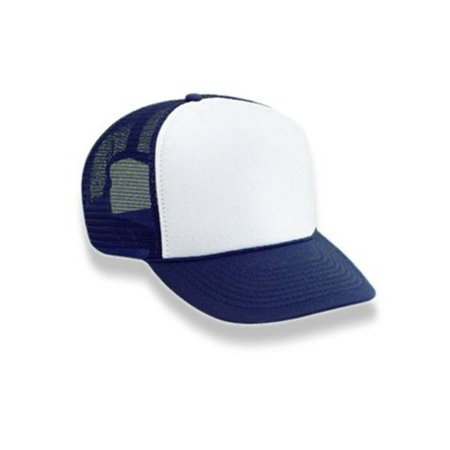 Retro Foam & Mesh Trucker Baseball Hat,Navy Blue/ White - image 1