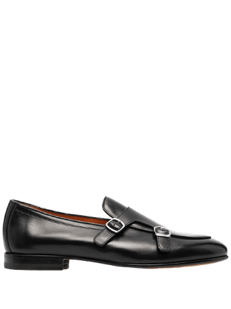 Santoni, Almond pointed leather loafers