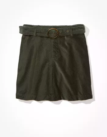 AE Corduroy Belted Mini Skirt green