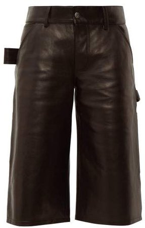 Leather Utility Shorts - Womens - Black
