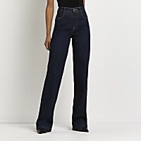 Blue high waisted flared jeans | River Island