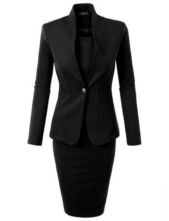 LE3NO Womens Formal Office Business Blazer and Skirt Suit