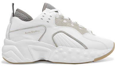 Manhattan Leather, Suede And Mesh Sneakers - White