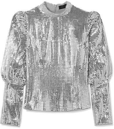 Jane Sequined Crepe Top - Stone