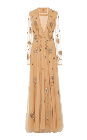 Birds and Honey Embroidered Gown by Cucculelli Shaheen | Moda Operandi