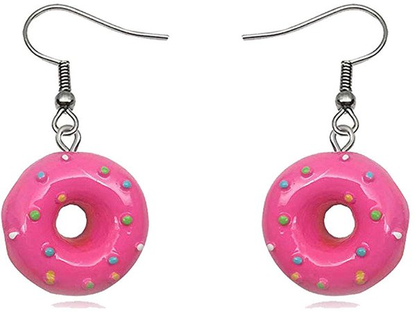 Amazon.com: RUIZHEN Colorful Cartoon Best Friend Sweet Donut Cookie Dangle Earrings (Pink): Clothing