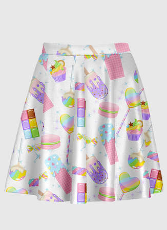 Fairy Kei Sugar Galaxy White Flare Skirt – In Control Clothing