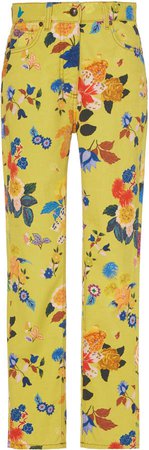 Floral Print Bootcut Trousers