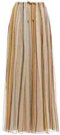 Striped Silk-voile Maxi Skirt