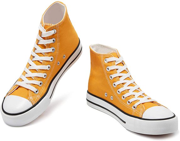 Amazon.com: Women's High Tops Sneakers Lace Up Classic Canvas Shoes Fashion Casual Shoes(Yellow.US9): Clothing