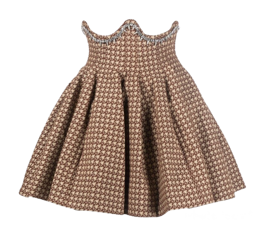 Area checked A-line skirt
