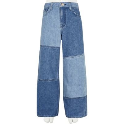 patched blue denim jeans
